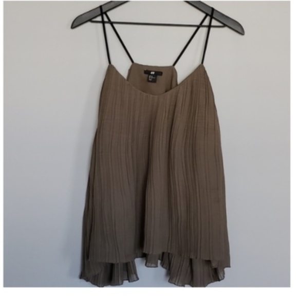 H&M Tops - H & M Olive Pleated Spaguetti Strap Tank Top